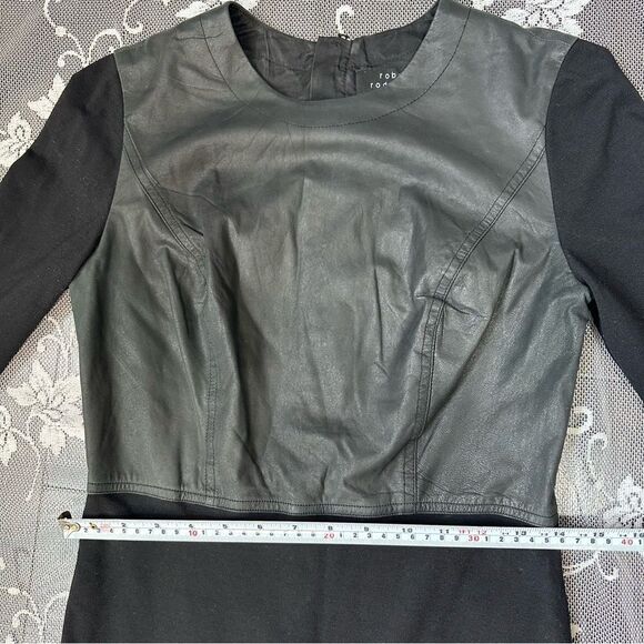 Robert Rodriguez Black Stretch Knit and Leather Long Sleeve Dress Sz 4 - Picture 11 of 13